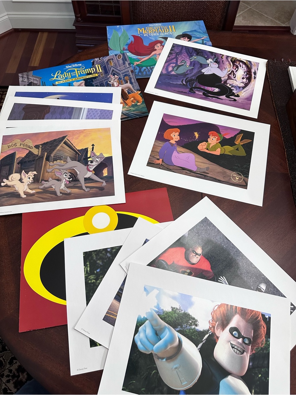 Lot Vtg Disney Store Lithograph Portfolios Incredibles Mermaid Pan Lady & Tramp